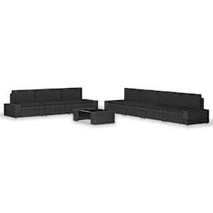 Vrtna sedežna garnitura 8-delna poli ratan črna