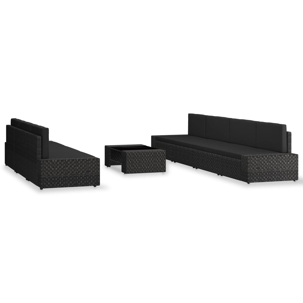 Thumbnail - vidaXL 8-tlg. Garten-Lounge-Set Poly Rattan Schwarz