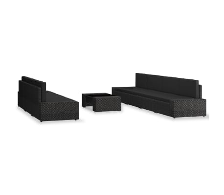 vidaXL 8-tlg. Garten-Lounge-Set Poly Rattan Schwarz