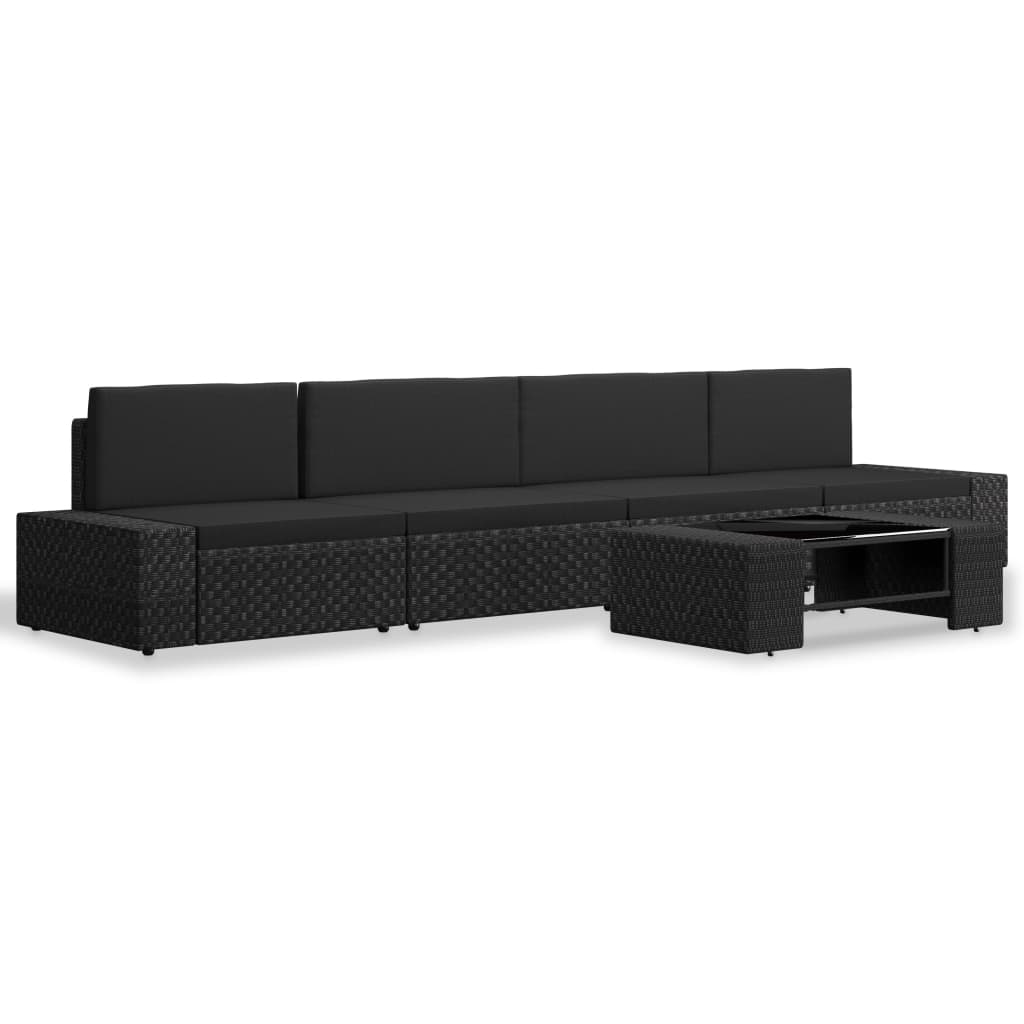 

vidaXL 5-delige Loungeset poly rattan zwart