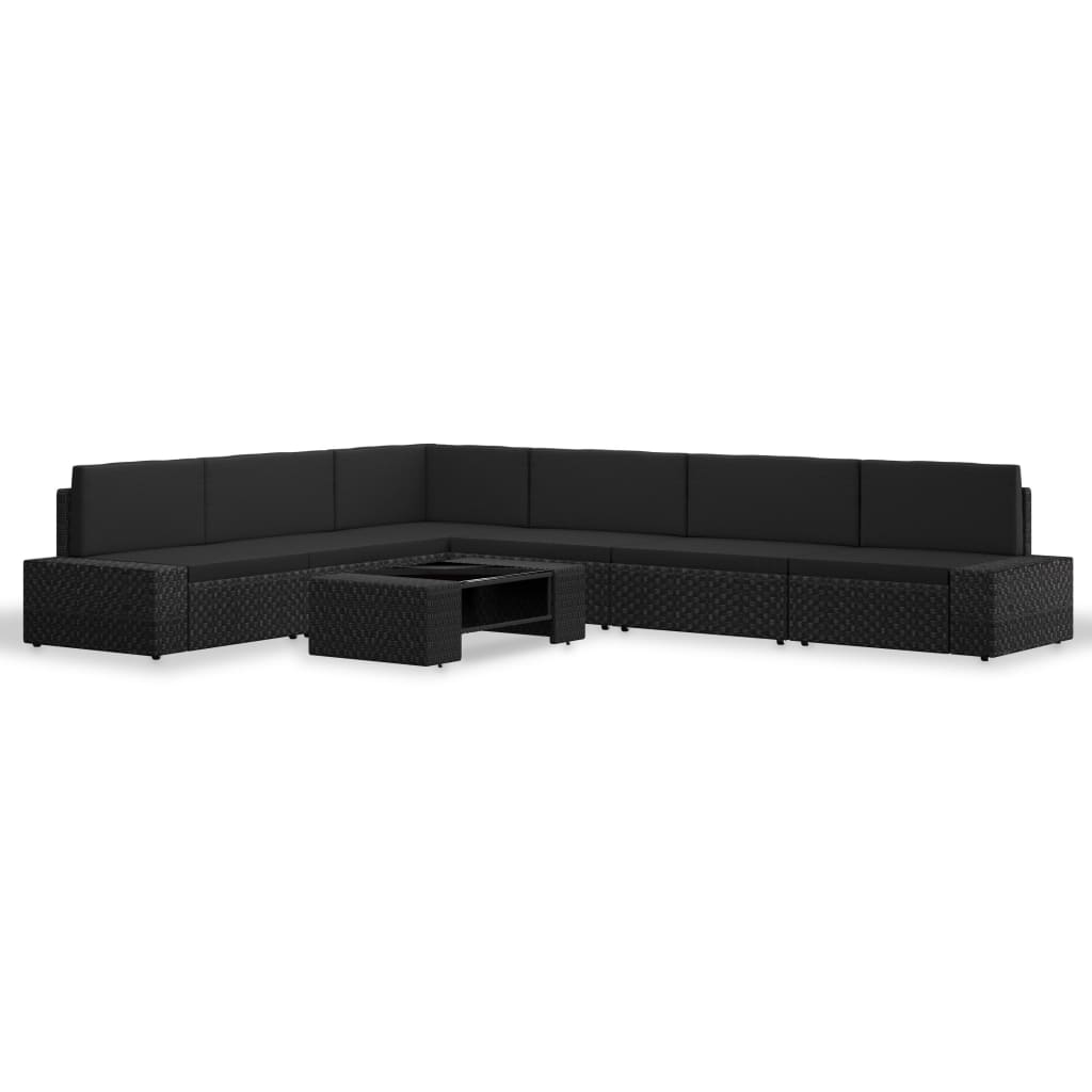 

vidaXL 7-delige Loungeset poly rattan zwart