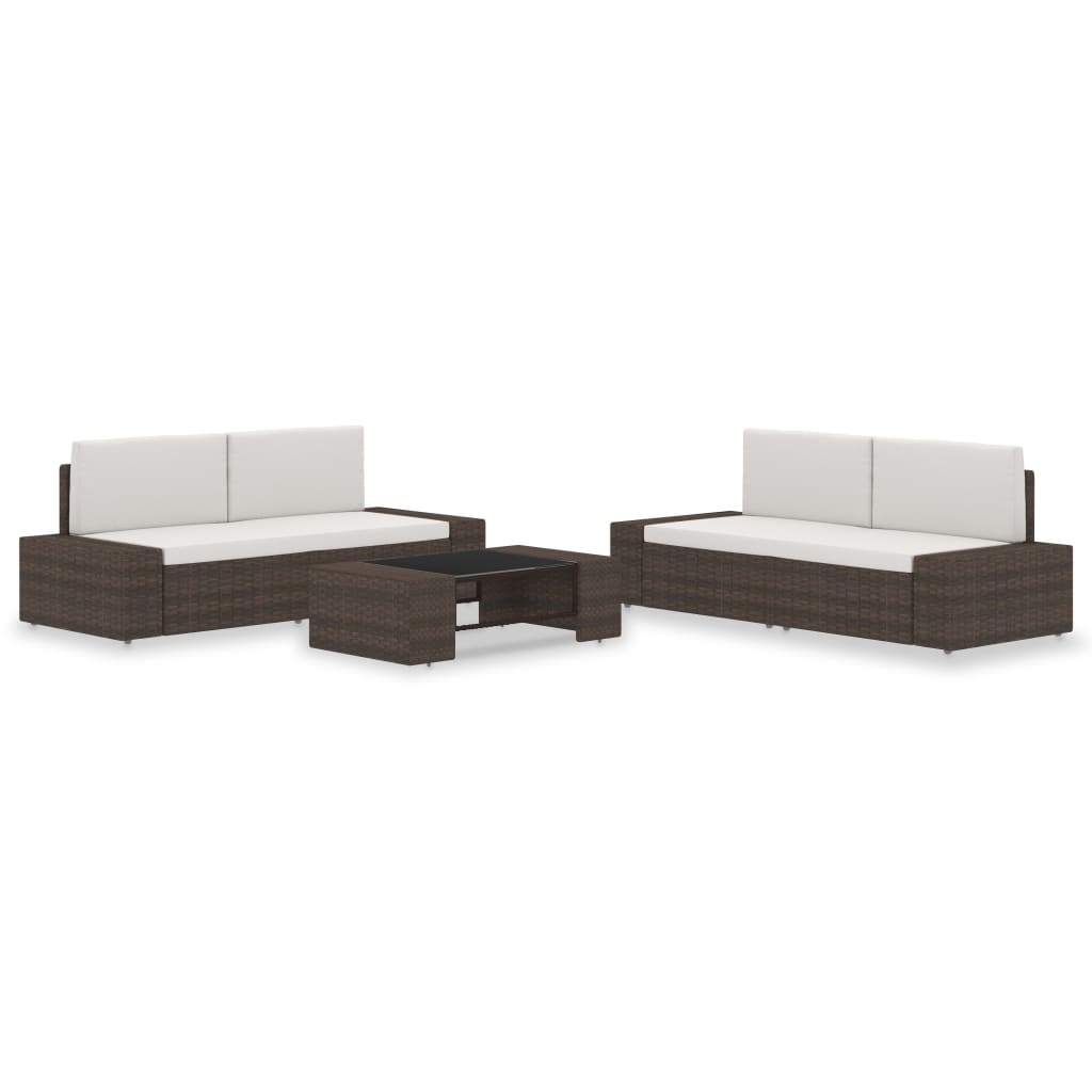 vidaXL Set mobilier de grădină, 5 piese, maro, poliratan vidaXL