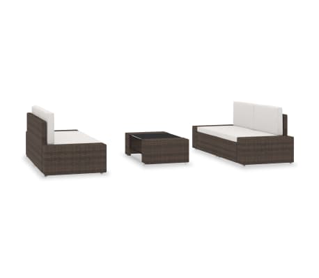 vidaXL 5-tlg. Garten-Lounge-Set Poly Rattan Braun