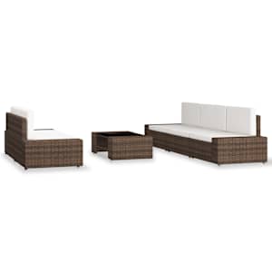 vidaXL Salon de jardin 6 pcs R&eacute;sine tress&eacute;e Marron
