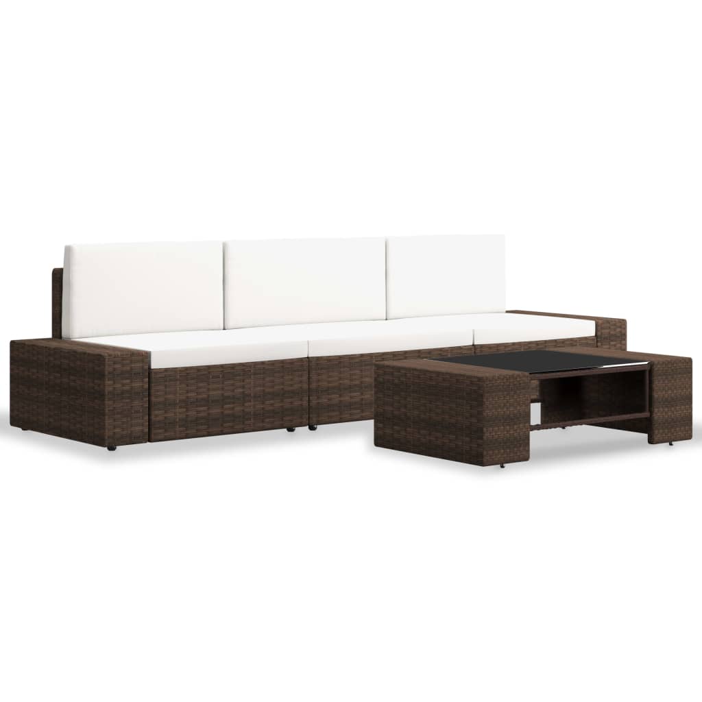 

vidaXL 4-delige Loungeset poly rattan bruin