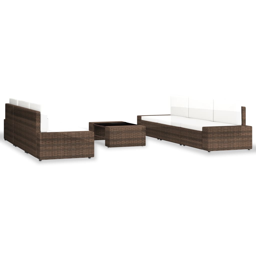 

vidaXL 7-delige Loungeset poly rattan bruin