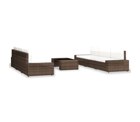 vidaXL 7-delige Loungeset poly rattan bruin