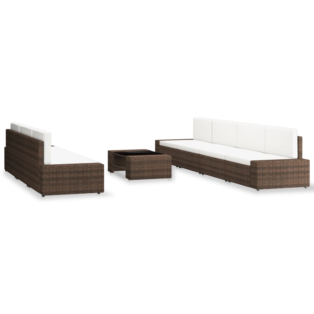 

vidaXL 8-delige Loungeset poly rattan bruin