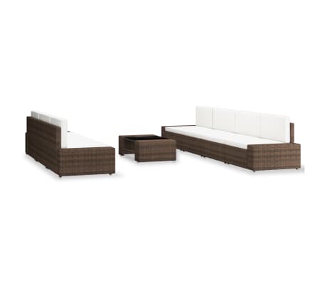 vidaXL Salon de jardin 8 pcs R&eacute;sine tress&eacute;e Marron