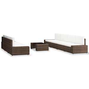 vidaXL Salon de jardin 8 pcs R&eacute;sine tress&eacute;e Marron
