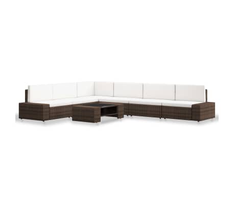vidaXL 7-tlg. Garten-Lounge-Set Poly Rattan Braun