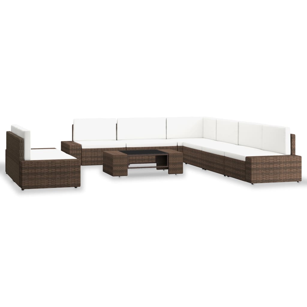 

vidaXL 9-delige Loungeset poly rattan bruin