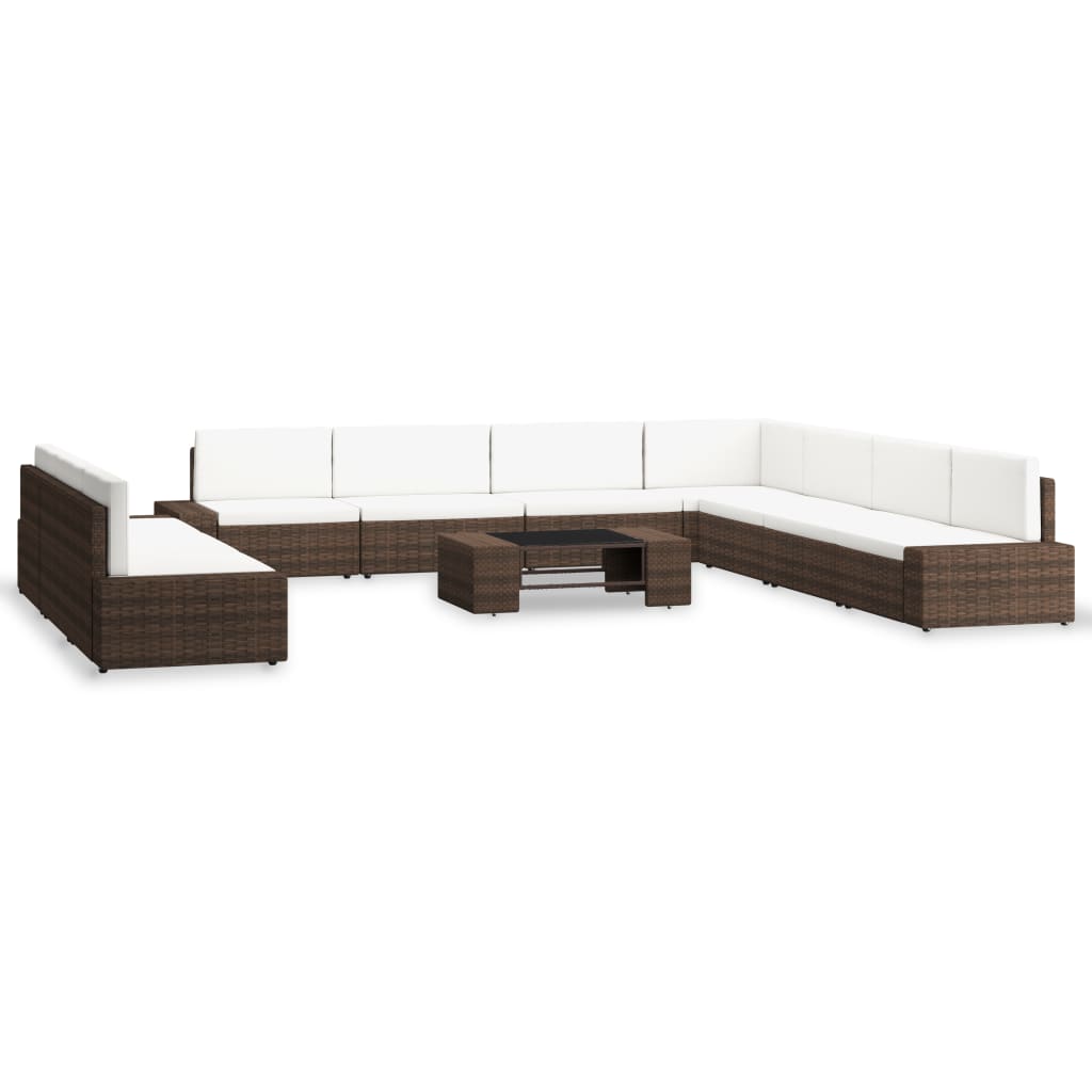 

vidaXL 10-delige Loungeset poly rattan bruin