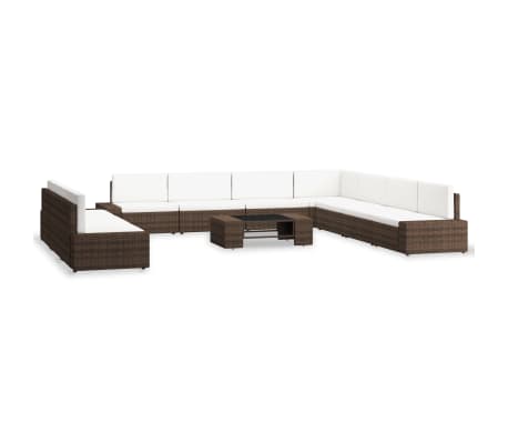 vidaXL 10-tlg. Garten-Lounge-Set Poly Rattan Braun