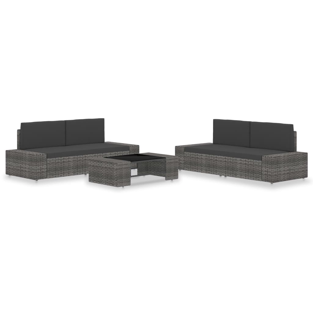 vidaXL 5-tlg. Garten-Lounge-Set Poly Rattan Grau