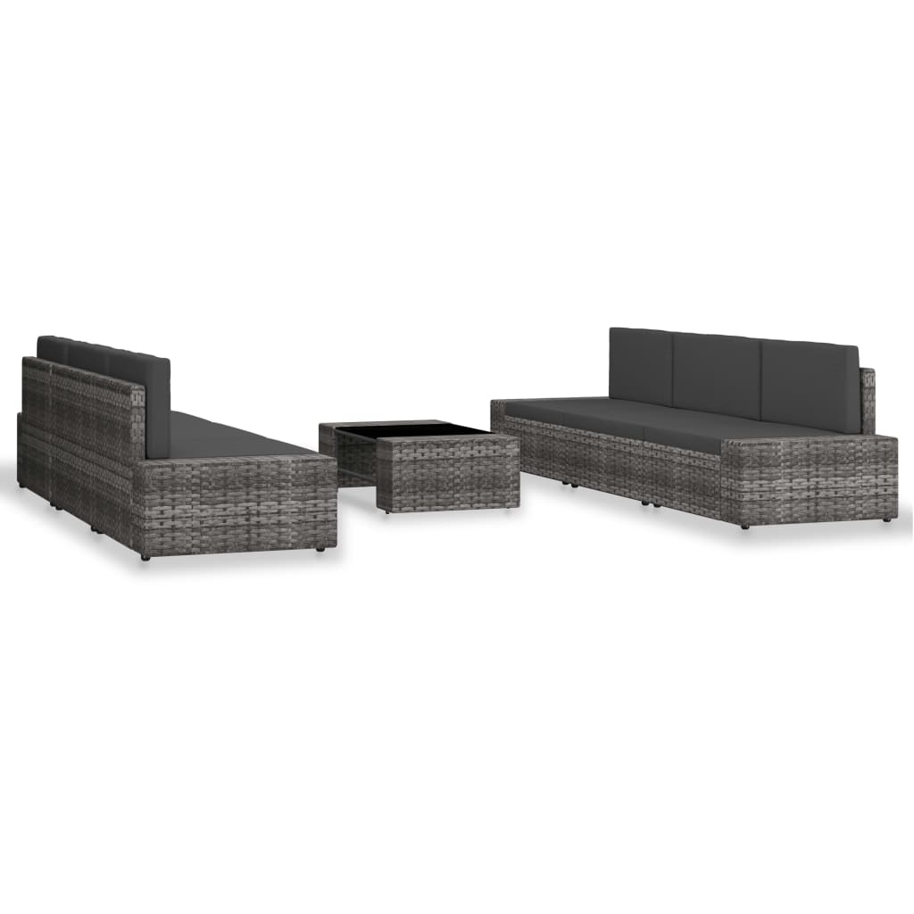 

vidaXL 7-delige Loungeset poly rattan grijs