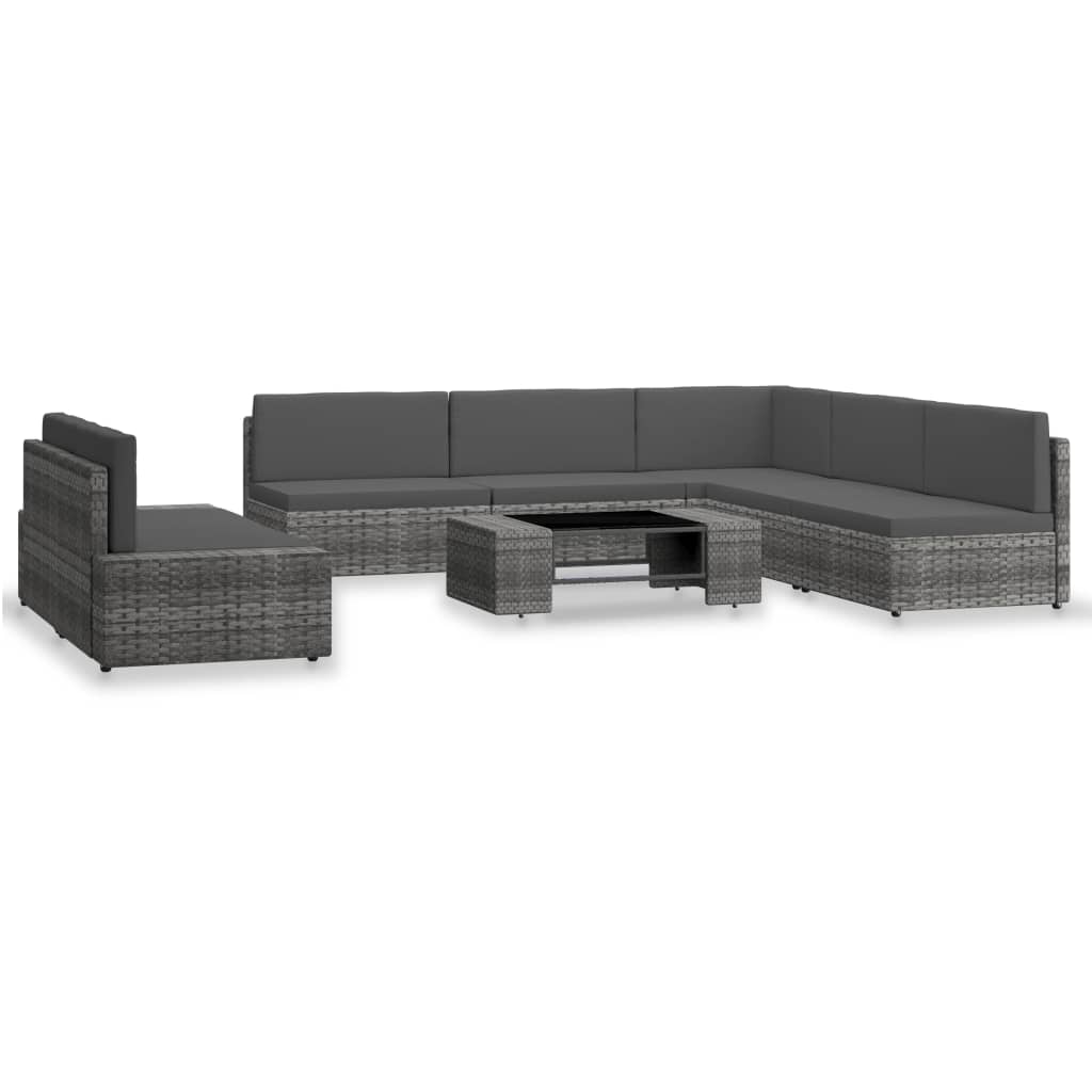 vidaXL 7-tlg. Garten-Lounge-Set Poly Rattan Grau