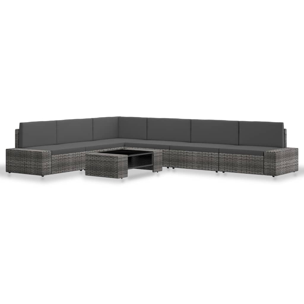 Thumbnail - vidaXL 7-tlg. Garten-Lounge-Set Poly Rattan Grau