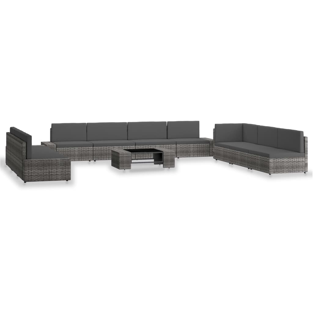 vidaXL 10-tlg. Garten-Lounge-Set Poly Rattan Grau