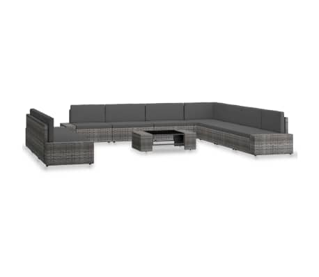 vidaXL Set Divani da Giardino 10 pz in Polyrattan Grigio