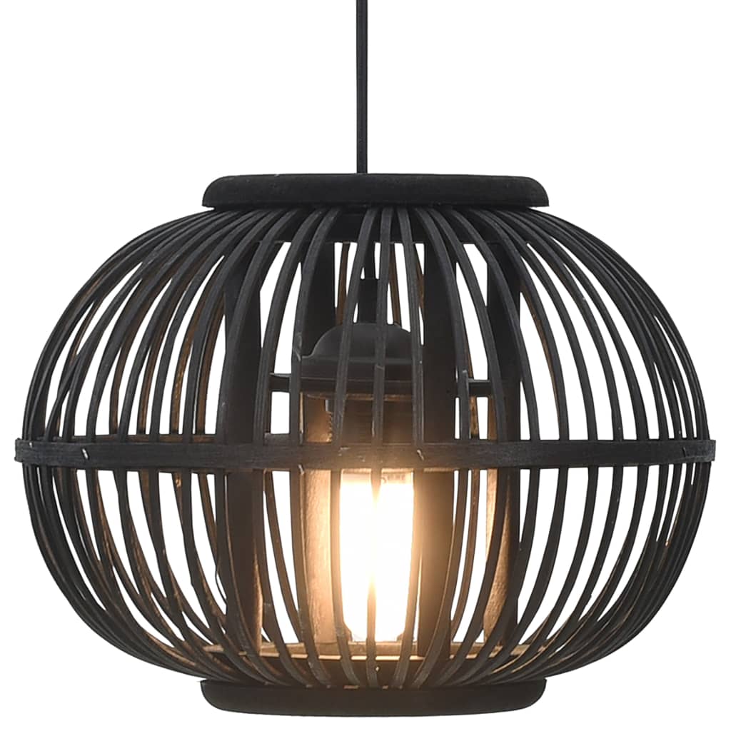 vidaXL Lampă suspendată, negru, 30 x 22 cm, răchită, 40 W, glob, E27