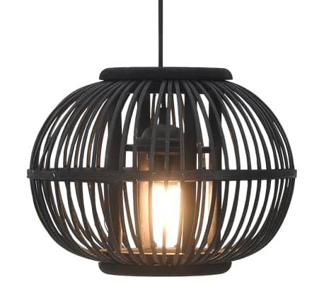 vidaXL griestu lampa, vītols, 30x22 cm, 40 W, lodveida, E27, melna