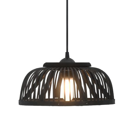 vidaXL Lampe suspendue Noir Bambou 40 W 30x12 cm Demi-cercle E27