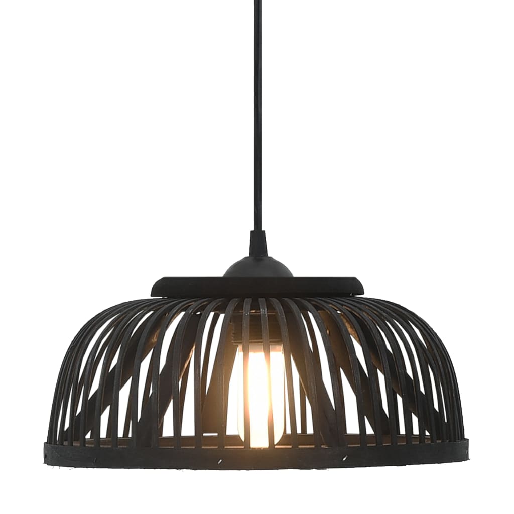 vidaXL Pakabinamas šviestuvas, juodas, 37x15,5cm, bambukas, pusapvalis