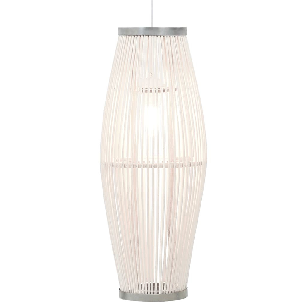 vidaXL Lampa wisząca, biała, wiklinowa, 40 W, 21x50 cm, owalna, E27