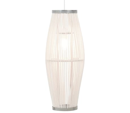 vidaXL Lampa wisząca, biała, wiklinowa, 40 W, 21x50 cm, owalna, E27