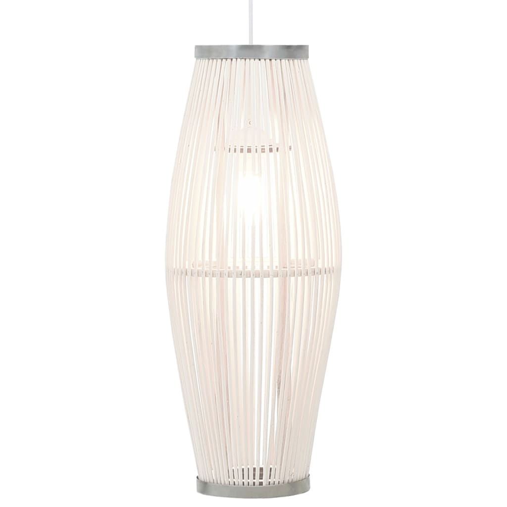 Lampă suspendată, alb, 23×55 cm, răchită, 40 W, oval, E27