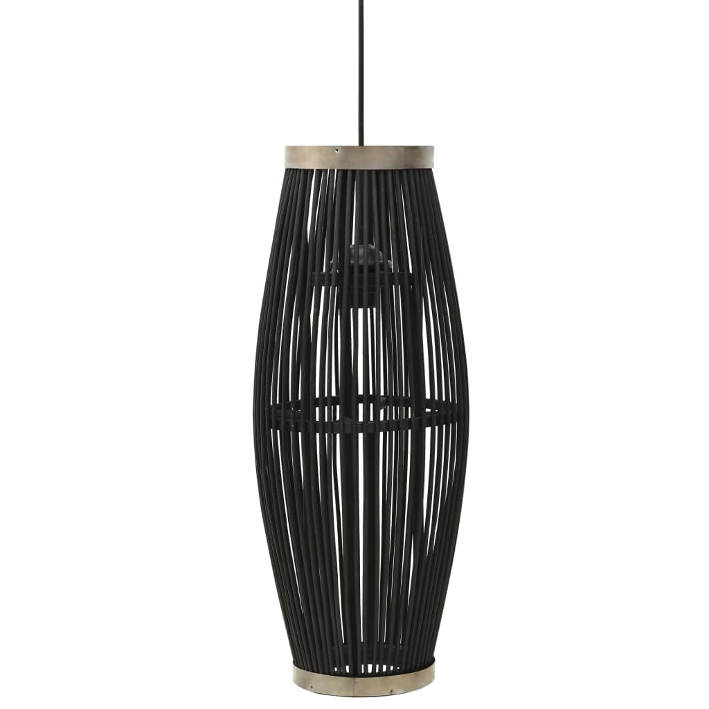 vidaXL Lampă suspendată, negru, 25x62 cm, răchită, 40 W, oval, E27