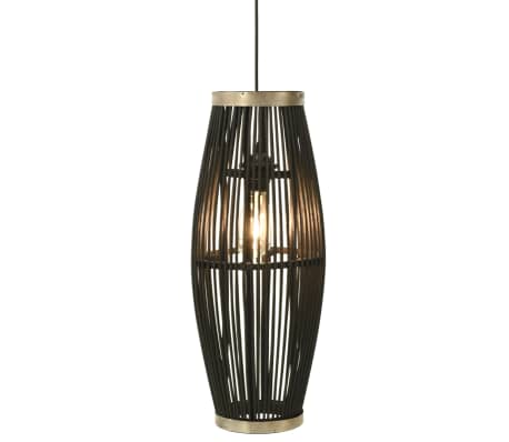 vidaXL Lampă suspendată, negru, 25x62 cm, răchită, 40 W, oval, E27