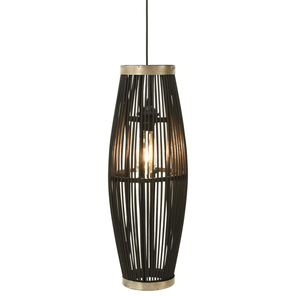 Lampă suspendată, negru, 27×68 cm, răchită, 40 W, oval, E27