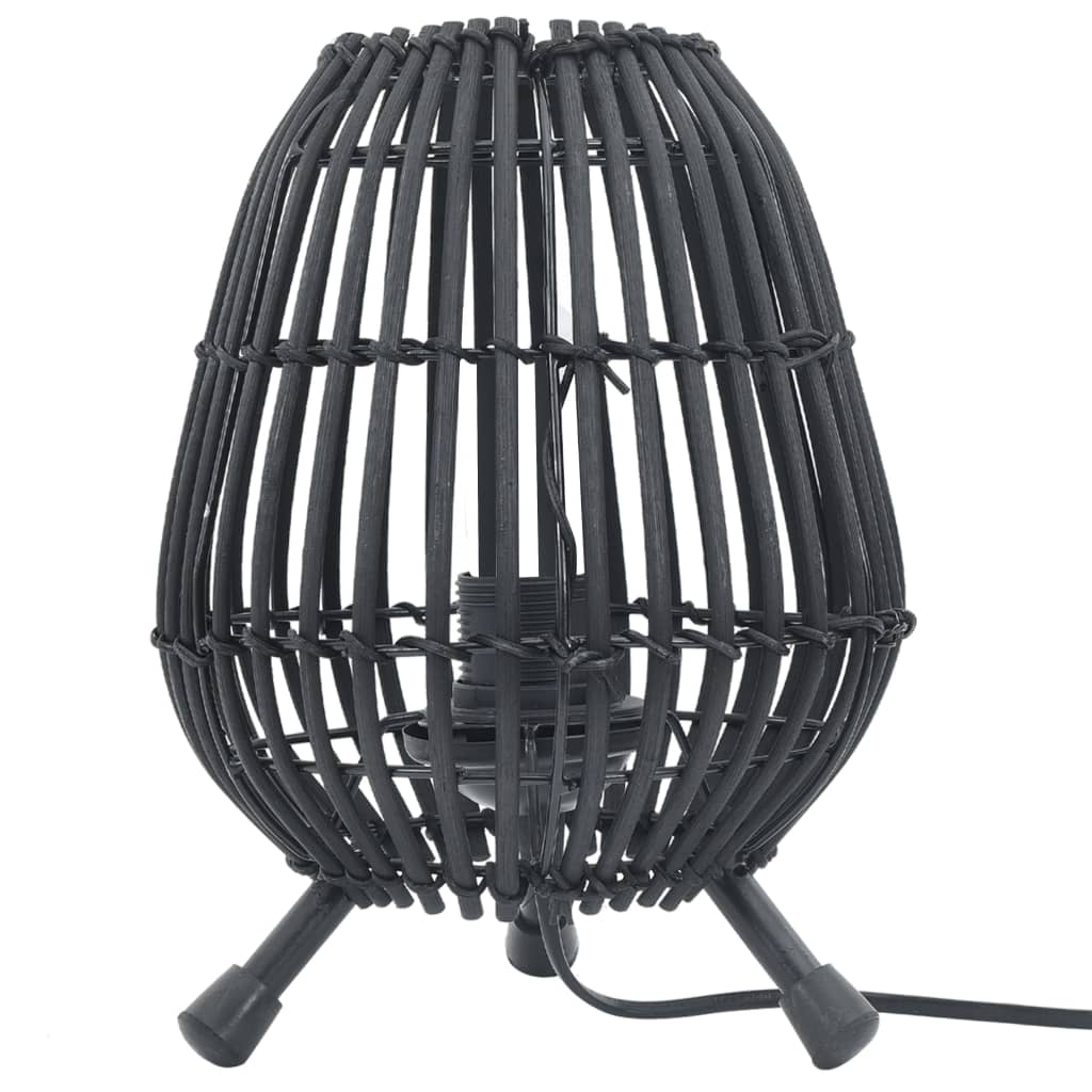 vidaXL Lampă cu suport de masă, negru, 60 W, 20×27 cm, răchită, E27 vidaXL imagine noua 2022