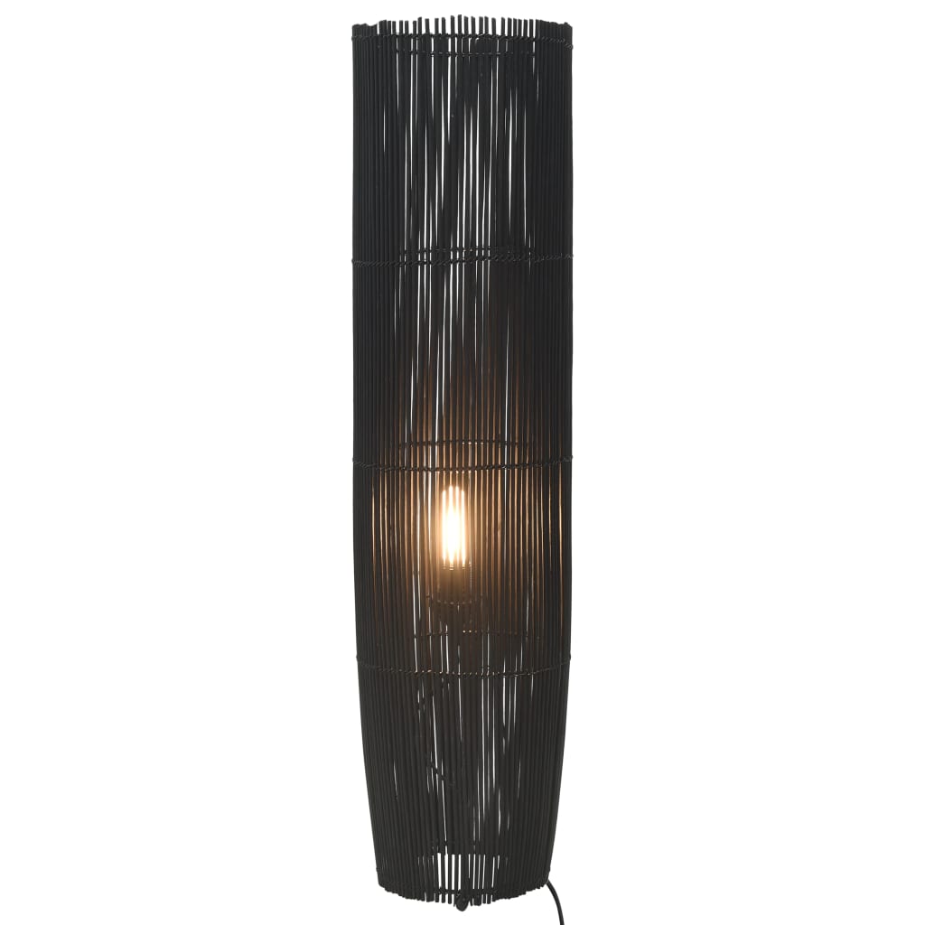 vidaXL Lampa podłogowa, wiklina, czarna, 72 cm, E27