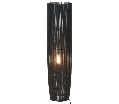 vidaXL Lampa podłogowa, wiklina, czarna, 72 cm, E27