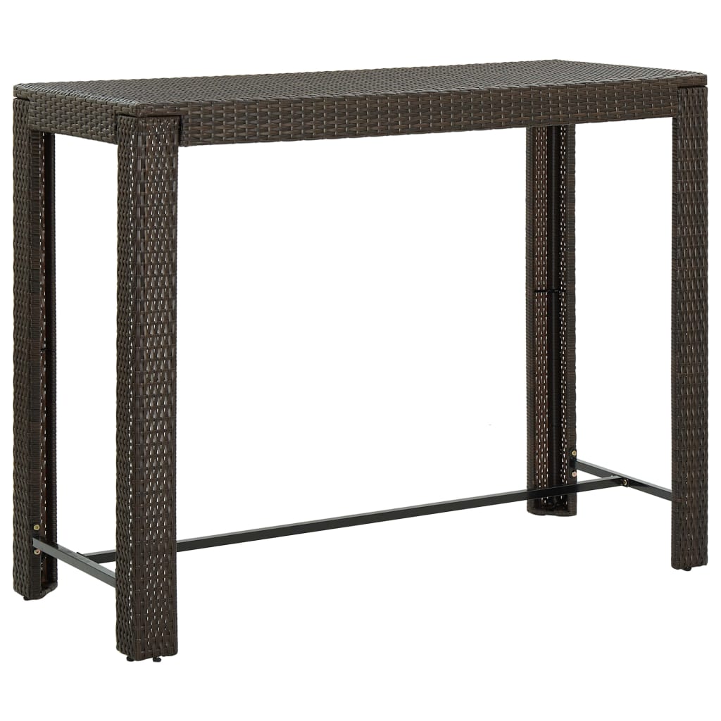 vidaXL Zahradní barový stůl hnědý 140,5 x 60,5 x 110,5 cm polyratan
