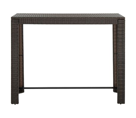 vidaXL Table de bar de jardin Marron 140,5x60,5x110,5cm R&eacute;sine tress&eacute;e