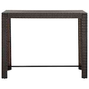 vidaXL Table de bar de jardin Marron 140,5x60,5x110,5cm R&eacute;sine tress&eacute;e