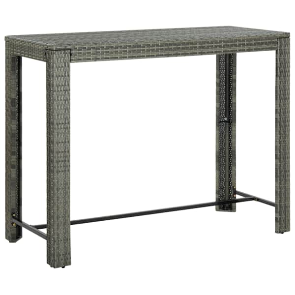 vidaXL aia baarilaud, hall, 140,5 x 60,5 x 110,5 cm, pol&uuml;rotang