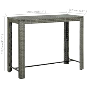 Zahradní barový stůl šedý 140,5 x 60,5 x 110,5 cm polyratan - obrázek 6