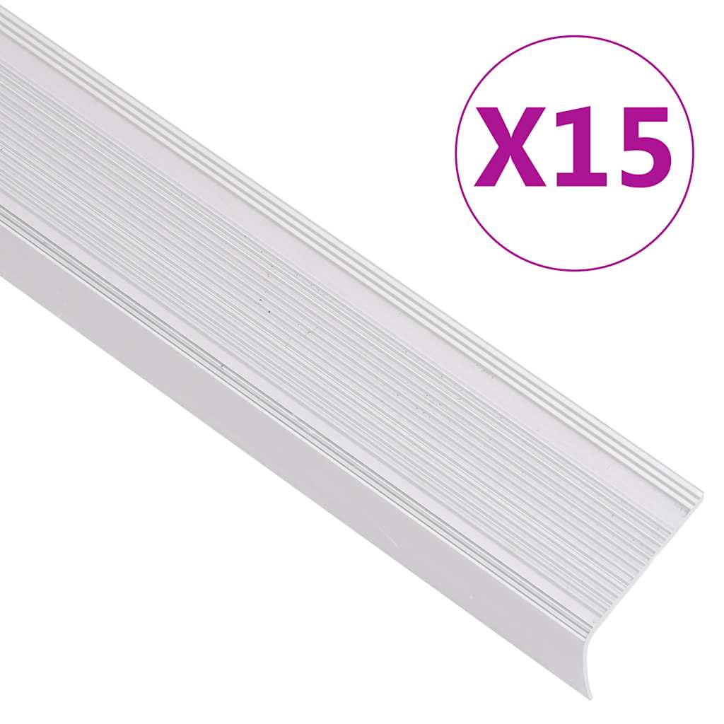 vidaXL Profile trepte în formă de L, 15 buc, argintiu, 90 cm, aluminiu