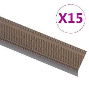 Schodové hrany ve tvaru L 15 ks hliník 90 cm hnědé - obrázek 1
