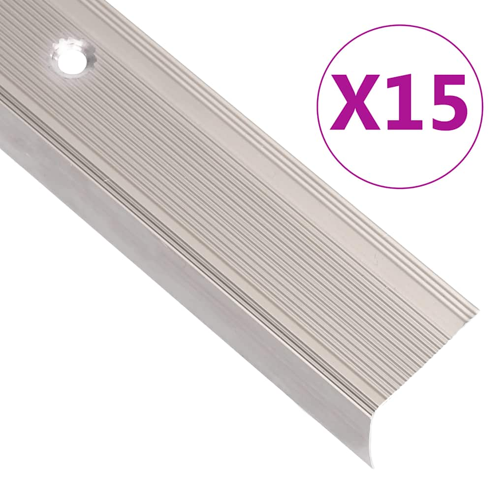 vidaXL Profile trepte în formă de L, 15 buc. șampanie 90 cm aluminiu