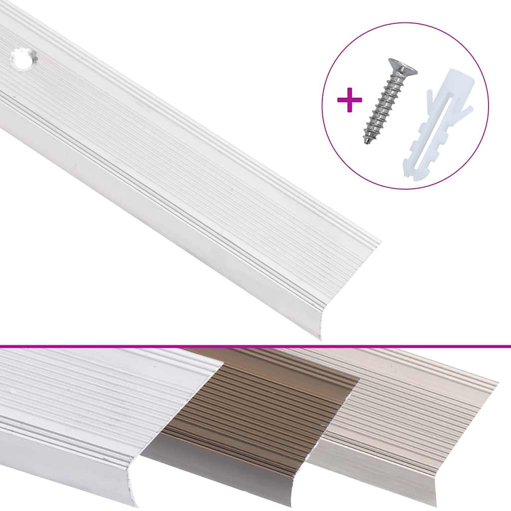 vidaXL Profile trepte în formă de L, 5 buc, argintiu, 100 cm, aluminiu