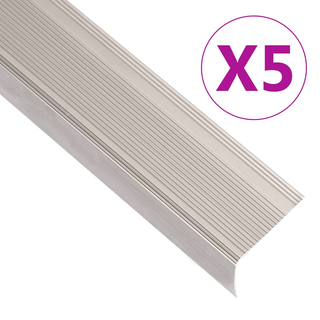 vidaXL Obroba za stopnice L-oblike 5 kos aluminij 67 cm barva penine