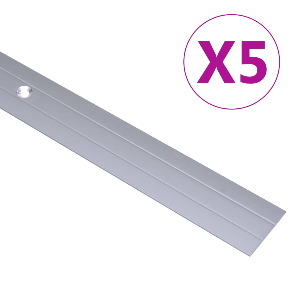 vidaXL Profile de pardoseală, 5 buc., argintiu, 90 cm, aluminiu poza vidaxl.ro