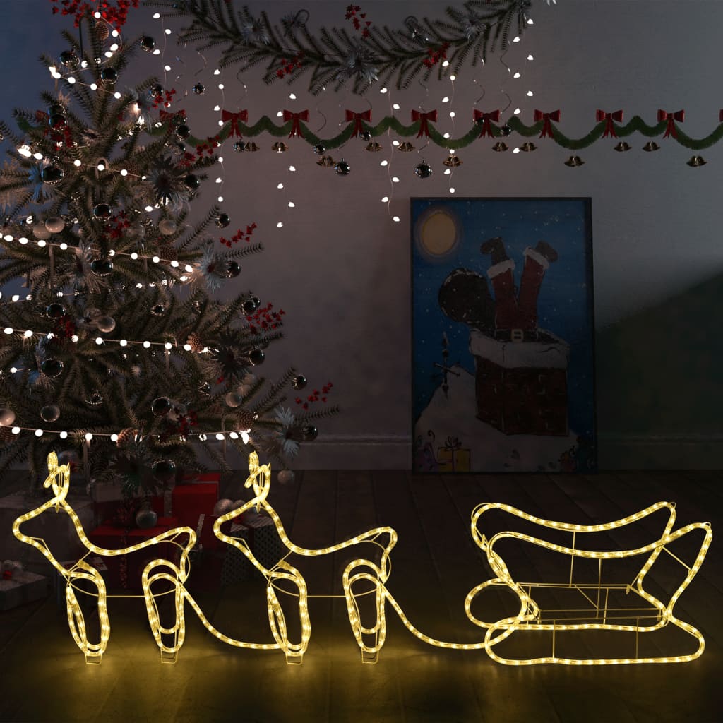 vidaXL Decorațiune de Crăciun cu reni și sanie, 576 leduri, exterior vidaXL