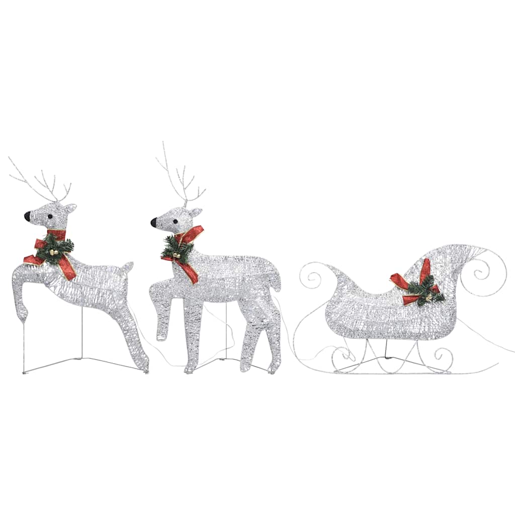 

vidaXL Reindeer & Sleigh Christmas Decoration 60 LEDs Outdoor Silver